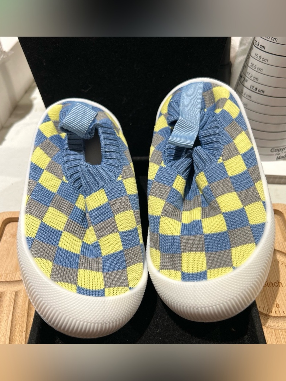 Toddler Checker Slip-On Shoes EU 21/ US 5.5 - Blue, Yellow & Gray